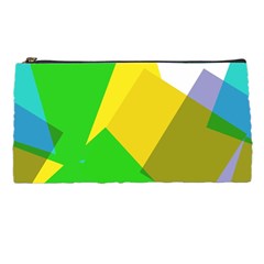 Green Yellow Shapes  Pencil Case by LalyLauraFLM