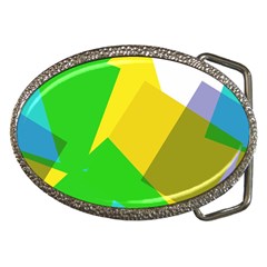 Green Yellow Shapes        Belt Buckle