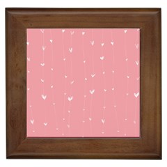 Pink Background With White Hearts On Lines Framed Tiles by TastefulDesigns