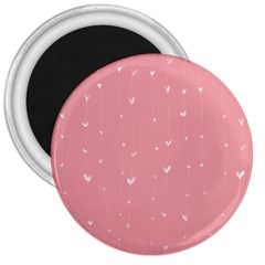 Pink Background With White Hearts On Lines 3  Magnets by TastefulDesigns