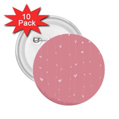 Pink Background With White Hearts On Lines 2 25  Buttons (10 Pack)  by TastefulDesigns