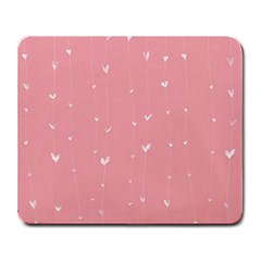 Pink Background With White Hearts On Lines Large Mousepads by TastefulDesigns