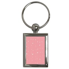 Pink Background With White Hearts On Lines Key Chains (rectangle)  by TastefulDesigns