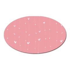 Pink Background With White Hearts On Lines Oval Magnet by TastefulDesigns