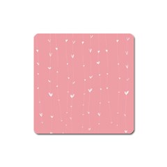 Pink Background With White Hearts On Lines Square Magnet by TastefulDesigns