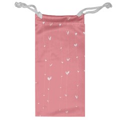 Pink Background With White Hearts On Lines Jewelry Bag by TastefulDesigns