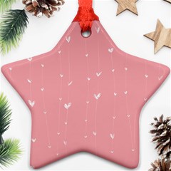 Pink Background With White Hearts On Lines Star Ornament (two Sides) by TastefulDesigns