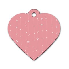 Pink Background With White Hearts On Lines Dog Tag Heart (one Side) by TastefulDesigns