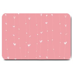 Pink Background With White Hearts On Lines Large Doormat  by TastefulDesigns