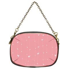 Pink Background With White Hearts On Lines Chain Purses (one Side)  by TastefulDesigns