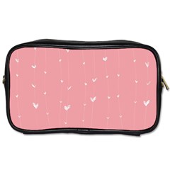 Pink Background With White Hearts On Lines Toiletries Bags 2-side by TastefulDesigns