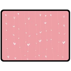 Pink Background With White Hearts On Lines Fleece Blanket (large)  by TastefulDesigns