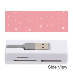 Pink Background With White Hearts On Lines Memory Card Reader (stick)  by TastefulDesigns