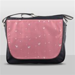 Pink background with white hearts on lines Messenger Bags Front