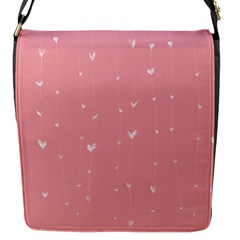 Pink Background With White Hearts On Lines Flap Messenger Bag (s) by TastefulDesigns