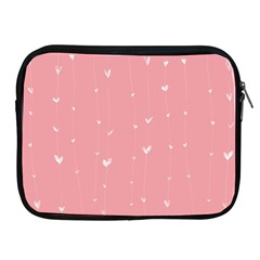 Pink Background With White Hearts On Lines Apple Ipad 2/3/4 Zipper Cases by TastefulDesigns