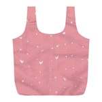 Pink background with white hearts on lines Full Print Recycle Bags (L)  Front