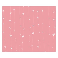 Pink Background With White Hearts On Lines Double Sided Flano Blanket (small)  by TastefulDesigns