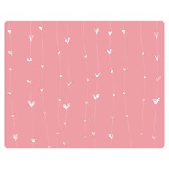 Pink Background With White Hearts On Lines Double Sided Flano Blanket (medium)  by TastefulDesigns