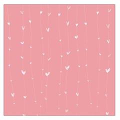 Pink Background With White Hearts On Lines Large Satin Scarf (square) by TastefulDesigns