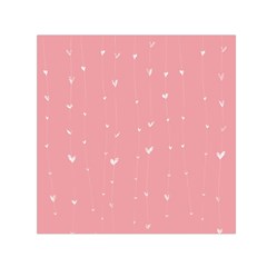 Pink Background With White Hearts On Lines Small Satin Scarf (square) by TastefulDesigns