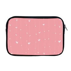 Pink Background With White Hearts On Lines Apple Macbook Pro 17  Zipper Case by TastefulDesigns