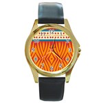 Shapes in retro colors       Round Gold Metal Watch Front