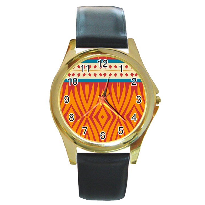 Shapes in retro colors       Round Gold Metal Watch