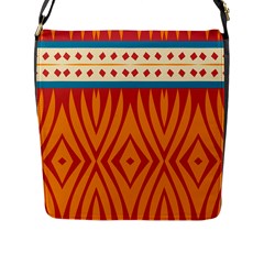 Shapes In Retro Colors       Flap Closure Messenger Bag (l) by LalyLauraFLM