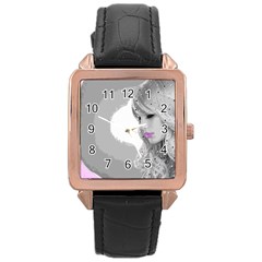 Angel Rose Gold Leather Watch  by mugebasakart