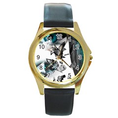 Blue Eye Round Gold Metal Watch