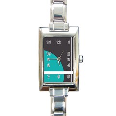 Turquoise Line Rectangle Italian Charm Watch by mugebasakart