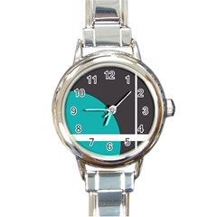 Turquoise Line Round Italian Charm Watch by mugebasakart