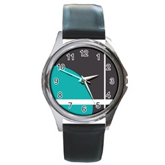 Turquoise Line Round Metal Watch by mugebasakart