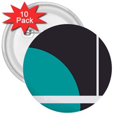 Turquoise Line 3  Buttons (10 Pack) 