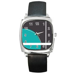 Turquoise Line Square Metal Watch by mugebasakart