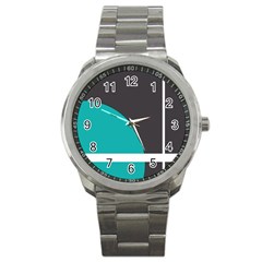 Turquoise Line Sport Metal Watch by mugebasakart