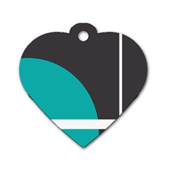 Turquoise Line Dog Tag Heart (one Side) by mugebasakart