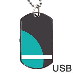 Turquoise Line Dog Tag Usb Flash (two Sides) by mugebasakart