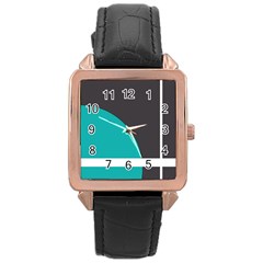 Turquoise Line Rose Gold Leather Watch  by mugebasakart