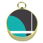 Turquoise Line Gold Compasses Front