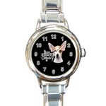 Chihuahua Round Italian Charm Watch Front