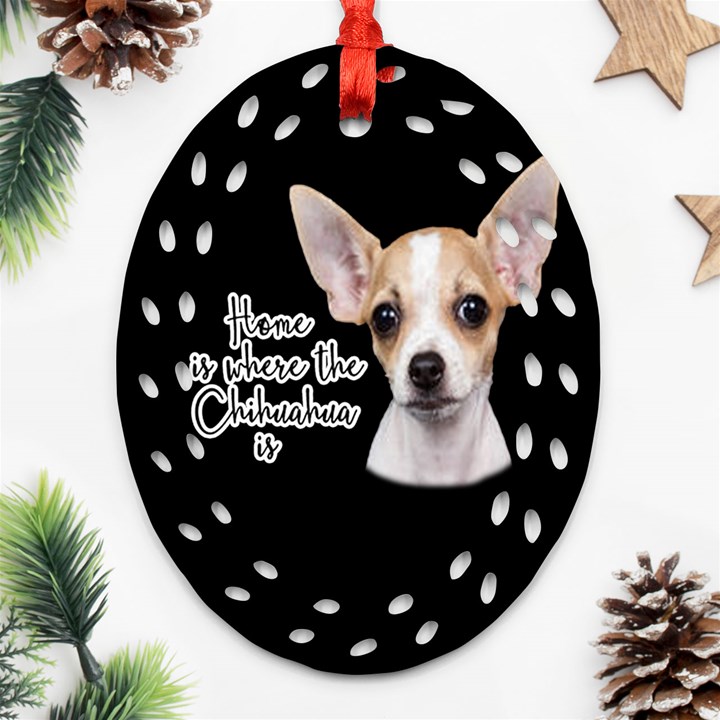 Chihuahua Oval Filigree Ornament (Two Sides)