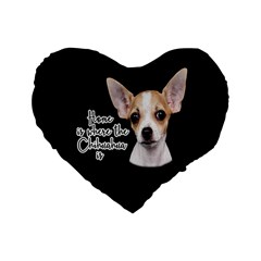 Chihuahua Standard 16  Premium Flano Heart Shape Cushions by Valentinaart