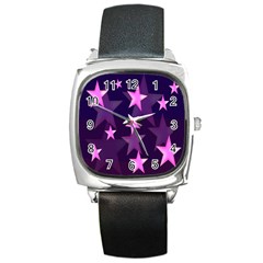 Background With A Stars Square Metal Watch by Nexatart