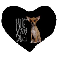 Chihuahua Large 19  Premium Heart Shape Cushions by Valentinaart