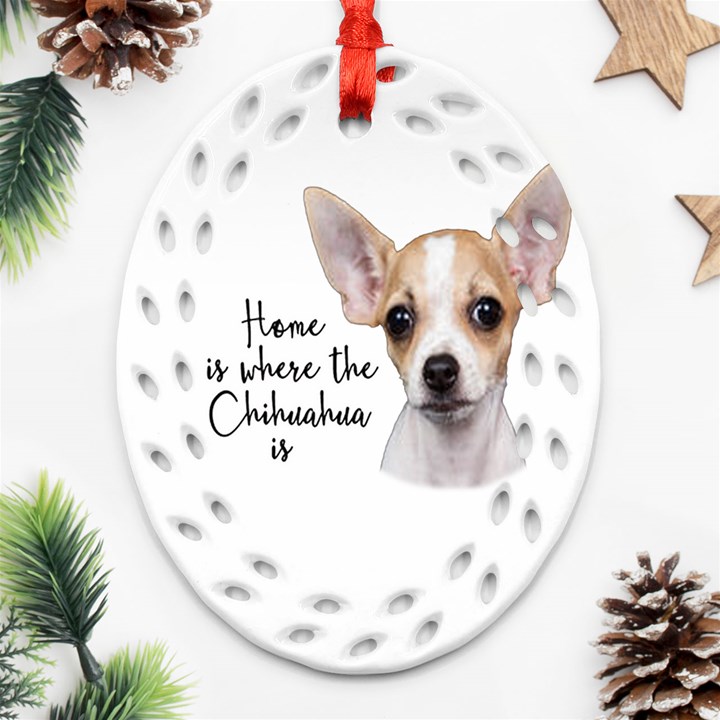 Chihuahua Oval Filigree Ornament (Two Sides)