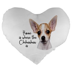 Chihuahua Large 19  Premium Flano Heart Shape Cushions by Valentinaart