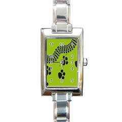 Green Prints Next To Track Rectangle Italian Charm Watch by Nexatart