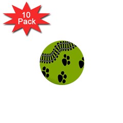 Green Prints Next To Track 1  Mini Buttons (10 Pack)  by Nexatart